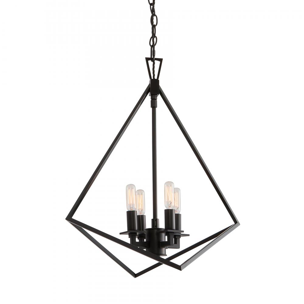 Trapezoid Cage 18'' Wide 4-Light Chandelier - Matte Black