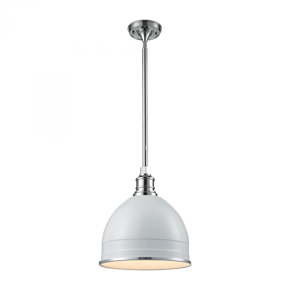 Carolton 1 Light Pendant In Gloss White And Chro