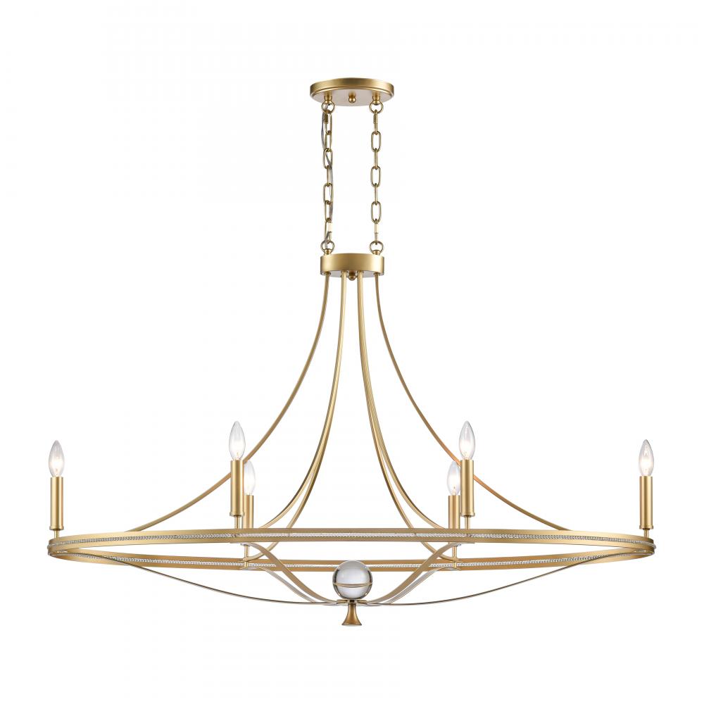 Noura 46.5'' Wide 6-Light Linear Chandelier - Champagne Gold