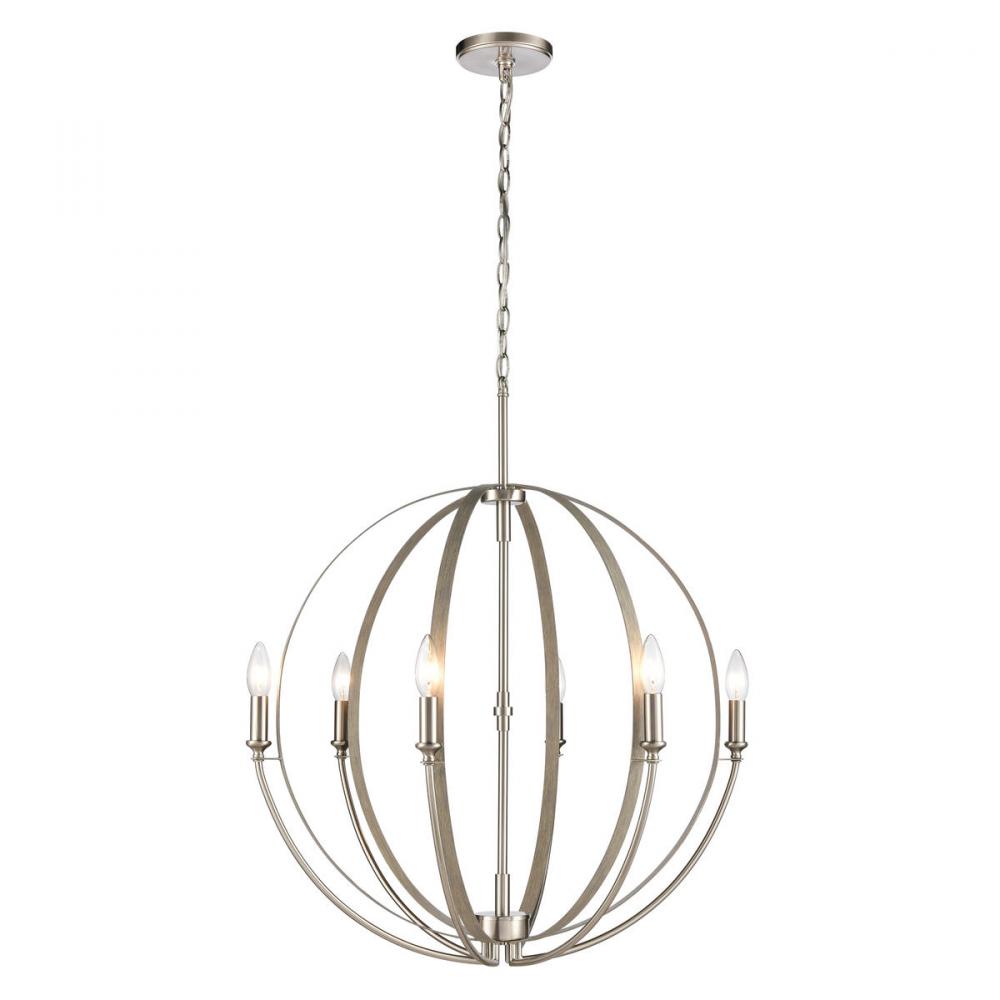 Rotunde 26'' Wide 6-Light Chandelier - Beechwood