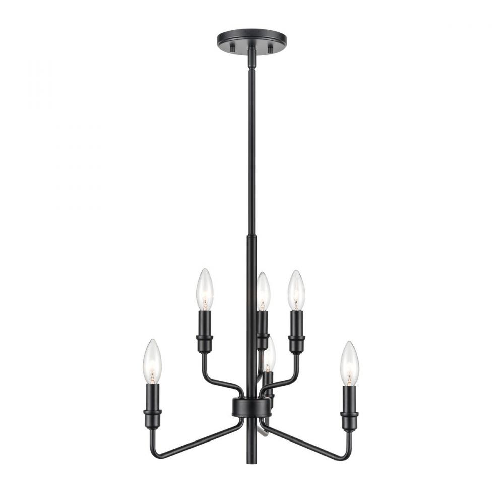 Saginaw 18'' Wide 6-Light Chandelier - Matte Black